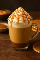 Latte beurre salé préparé au comptoir par un barista.